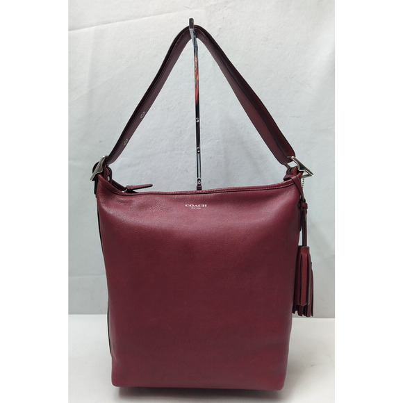 Coach Red Leather Duffle Zipper Closure Crossbody Shoulder Bag - Picture 1 of 16